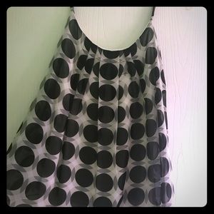 Black and white camisole with sheer overlay